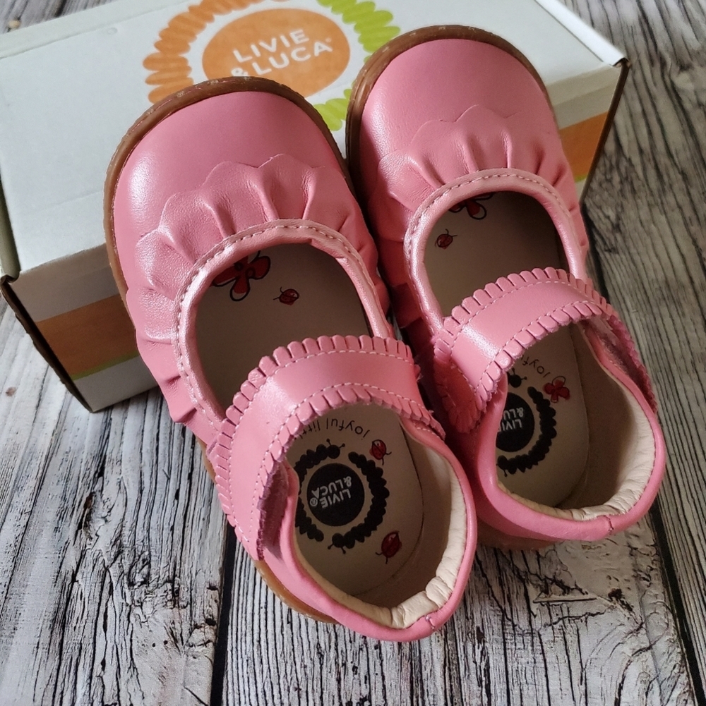 Livie and Luca Ruche Mary Jane Shoes Pink Shimmer New Without Box